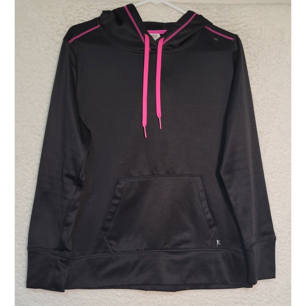 Danskin Now Women's Hooded Sweatshirt Size L (12-14) Black Long Sleeve 1757